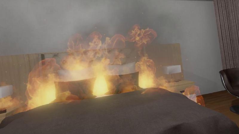 VR火災訓練 小さな火花が燃え広がる「フラッシュオーバー」をVRで体験